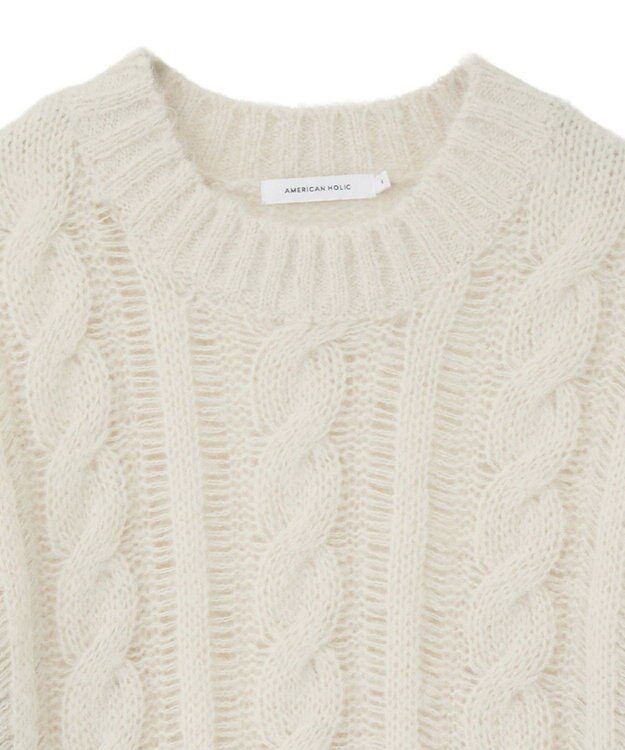 AMERICAN HOLIC 透かしケーブルニットプルオーバー Green