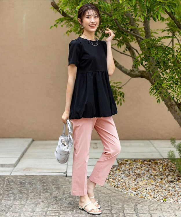 ANY SIS 【洗える】コンビネーションペプラム チュニック ブラック