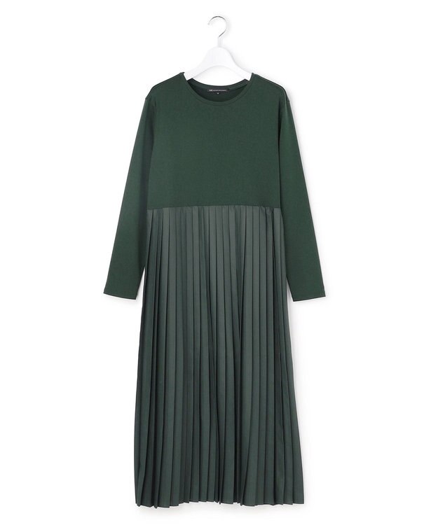 23区 L ニットセットアップ プリーツコンビ ワンピース ダークグリーン系