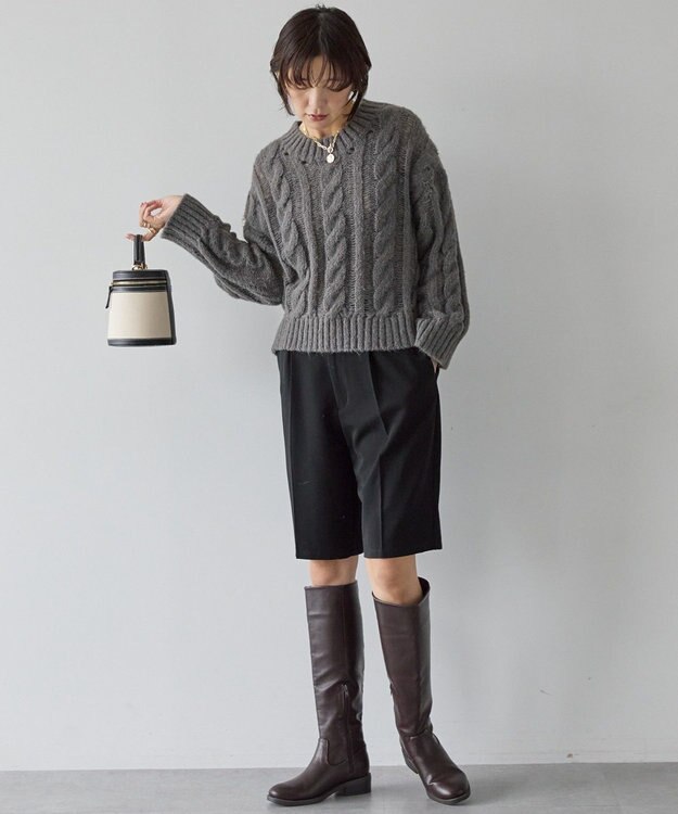 AMERICAN HOLIC 透かしケーブルニットプルオーバー Green