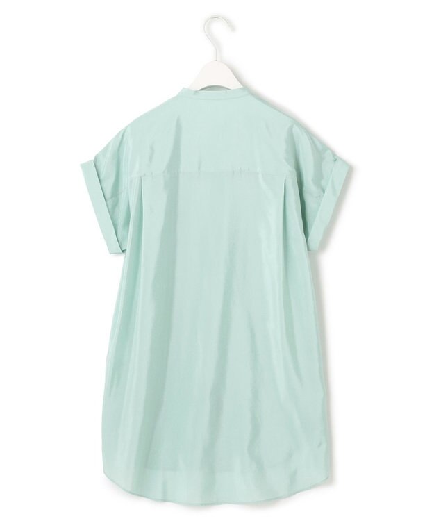 ICB 【洗える】ヌーディスローン  バンドカラーブラウス ライトグリーン系