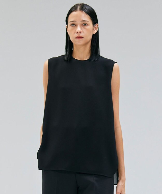 BEIGE， 【洗える】FLEUR / バックシアーノーカラーブラウス Black