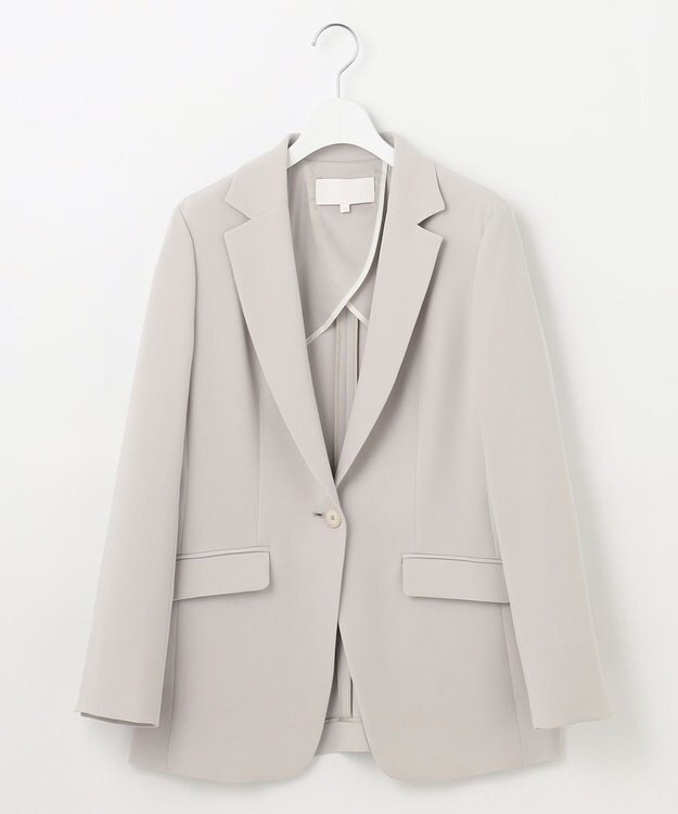 自由区 L 【セットアップ対応・洗える】トリアセダブルクロステーラード ジャケット ライトグレー系