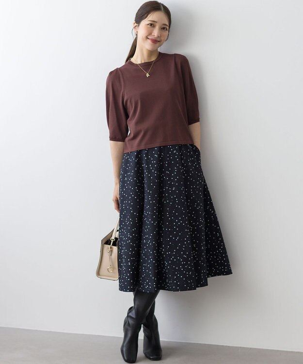 組曲 S フラワースパンコールプリント スカート ブラック系5