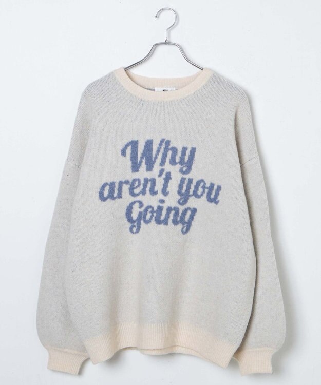 WEGO フラッフィーロゴジャガードニットプルオーバー ホワイトアイボリー