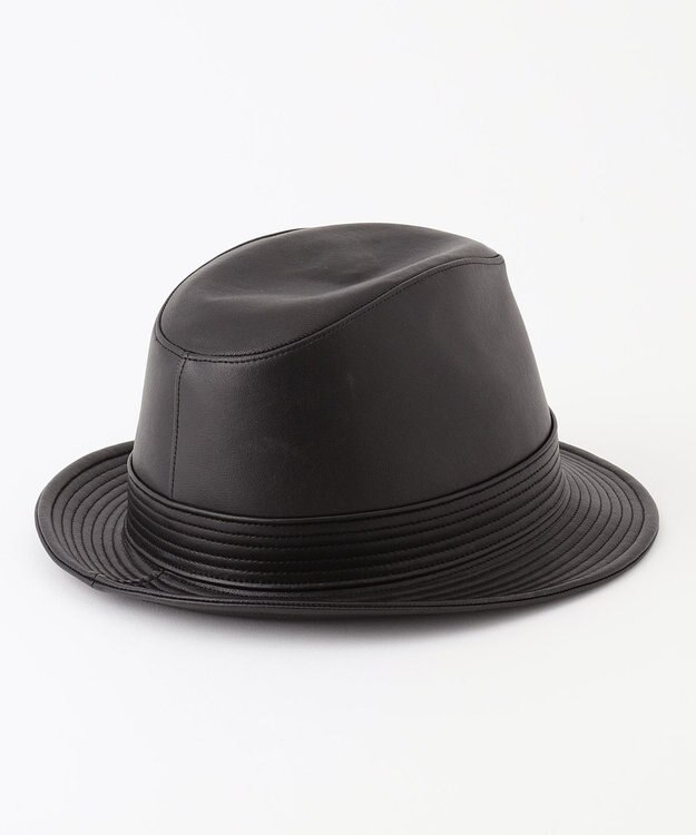 JOSEPH ABBOUD ベジーオイルブラシレザー ハット ブラック系
