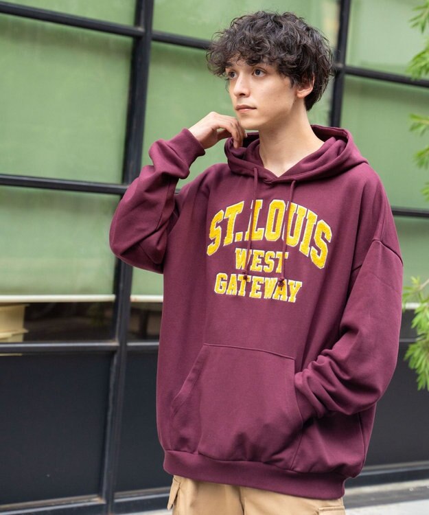 WEGO ヘビーウエイトサガラカレッジプルパーカー ワイン