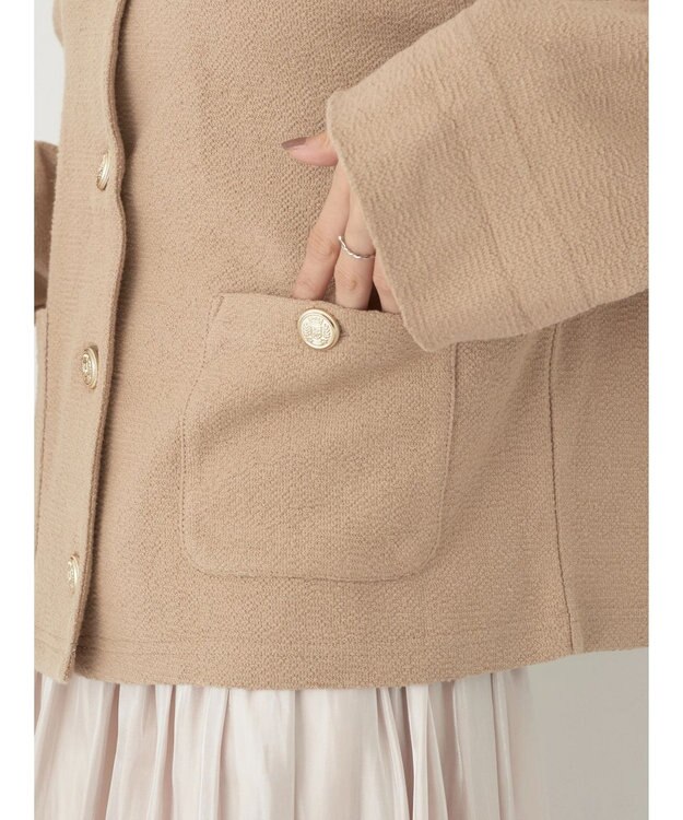earth music&ecology 金釦スラブカーディガン Beige
