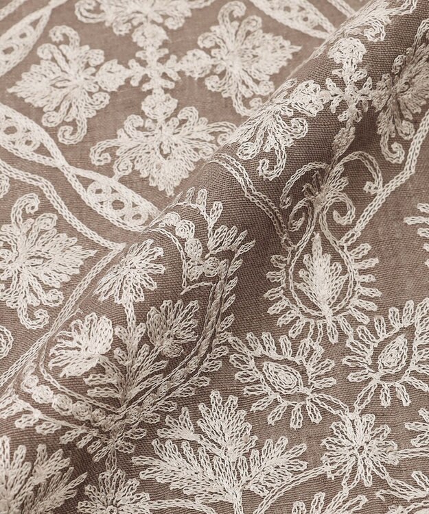 自由区 レースエンブロイダリー ストール モカ×ブロンズ