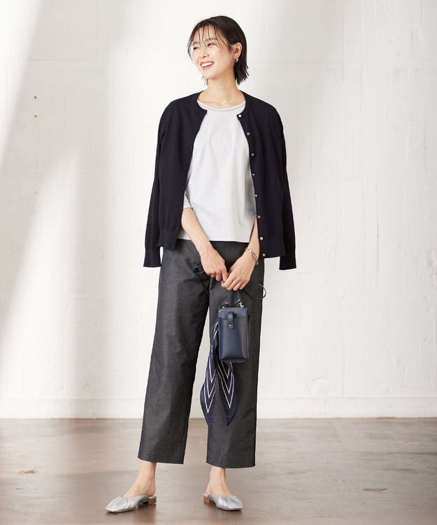 J.PRESS LADIES ストライプ プリント 剣先 スカーフ ネイビー系5