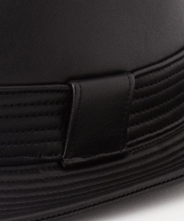 JOSEPH ABBOUD ベジーオイルブラシレザー ハット ブラック系