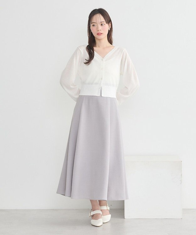 earth music&ecology シアーラメＶネックカーディガン Off White