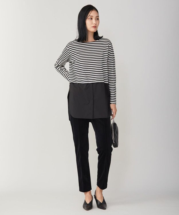 ICB 【洗える】 コーデュロイ テーパードパンツ ブラック系