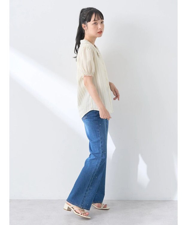 earth music&ecology ミニパフショートスリーブブラウス Sax