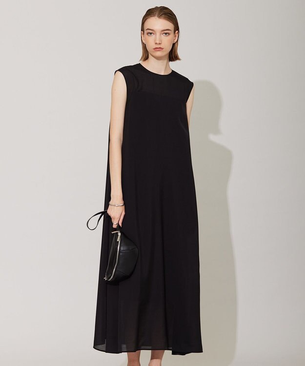 ICB L 【洗える】 キュプラシルクローン ワンピース ブラック系