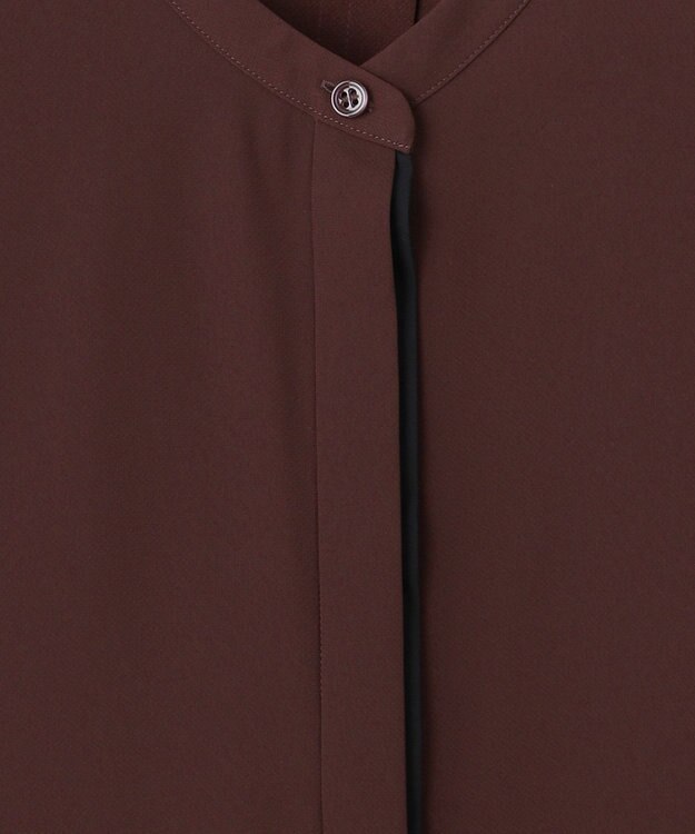 ICB 【接触冷感・UVケア・速乾・洗える】BackSatinAmunzen バンドカラーブラウス バーガンディ系［WEB限定］