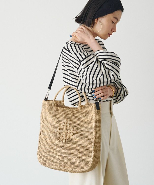 russet 《かごバッグ》インドラフィア2WAYトートバッグ(TI-368) Natural