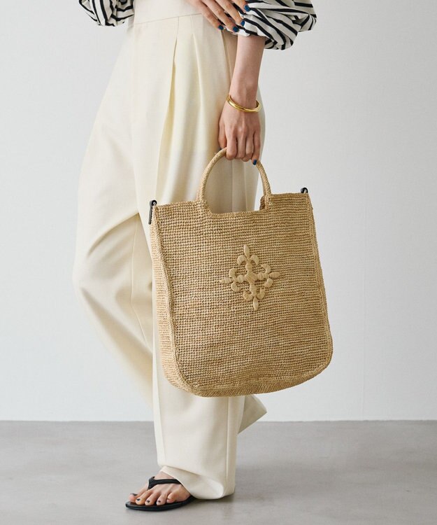 russet 《かごバッグ》インドラフィア2WAYトートバッグ(TI-368) Natural