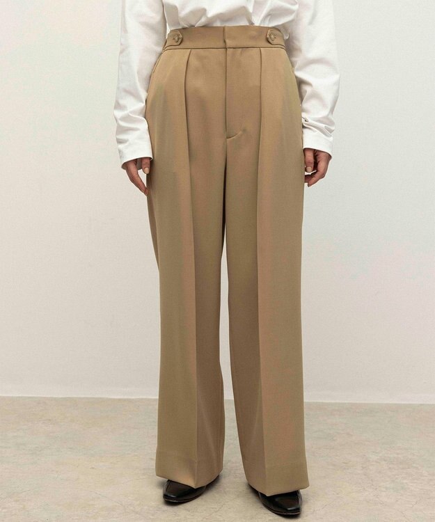 NAVE 【ReNAVE】ウォッシャブルツイル ワイドタックパンツ キャメル系