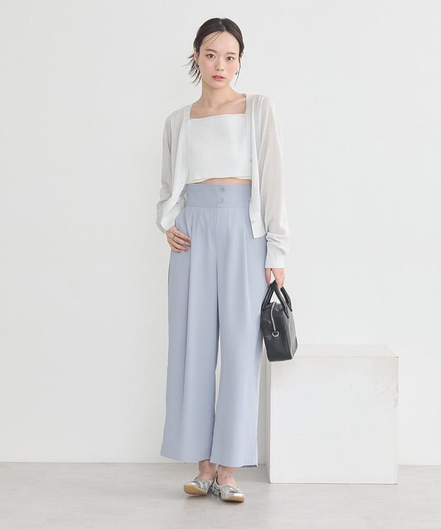 earth music&ecology シアーラメＶネックカーディガン Light Gray