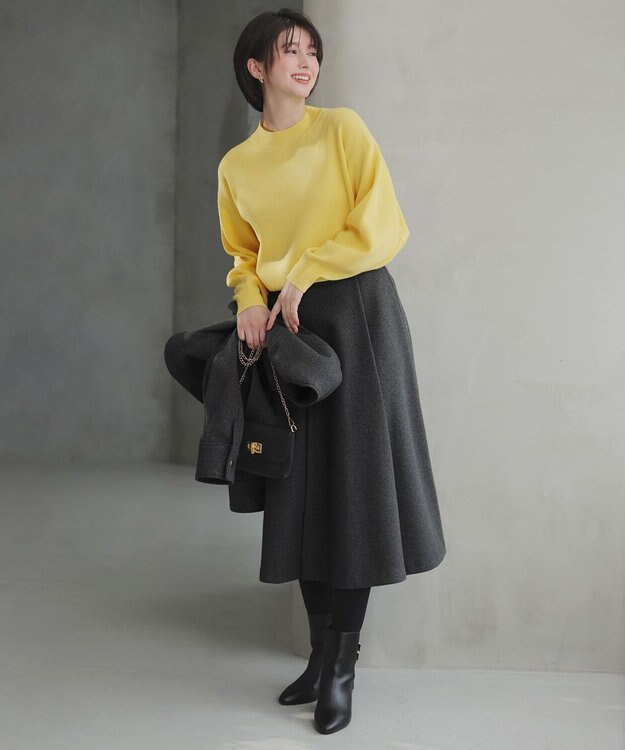 ANY SIS L ラインポイント ニット ライトイエロー