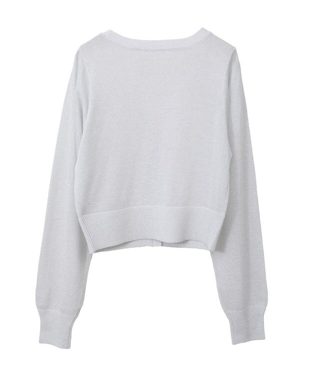 earth music&ecology シアーラメＶネックカーディガン Light Gray