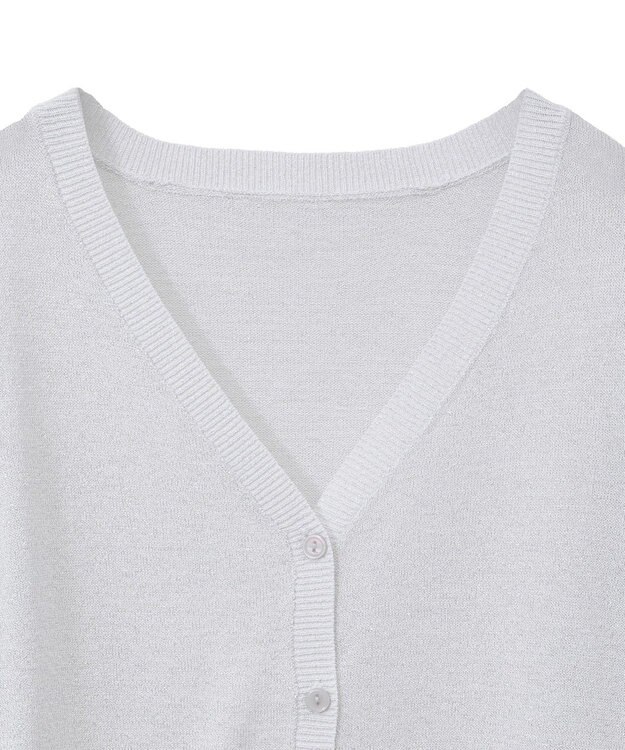 earth music&ecology シアーラメＶネックカーディガン Light Gray