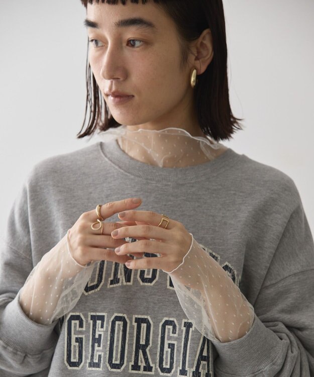 AMERICAN HOLIC ドットチュールハイネックプルオーバー Ivory