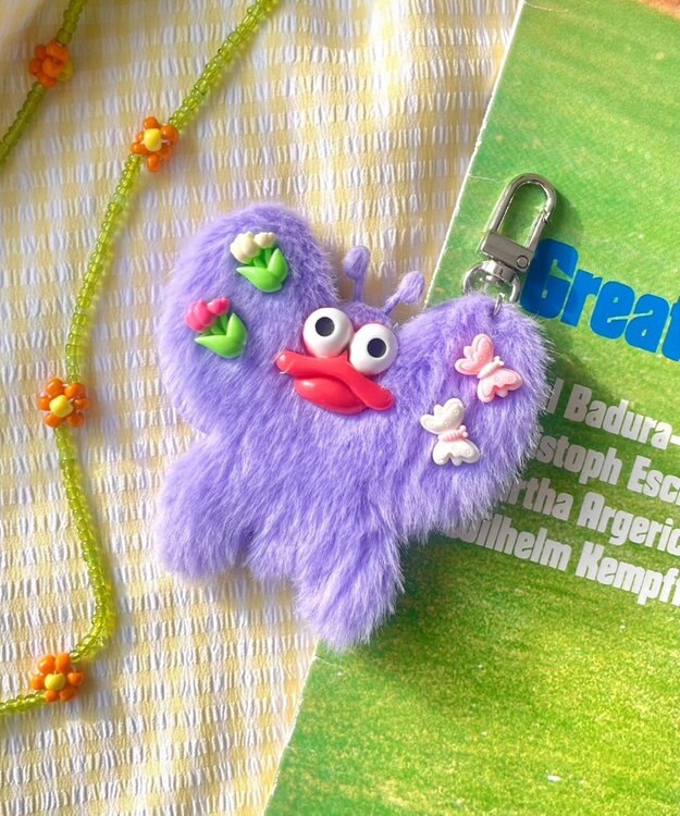 WEGO ぱたぱたちょうちょモンスターぬいぐるみキーホルダー パープル