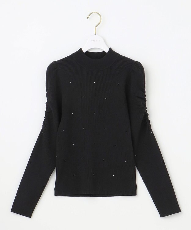 ANY SIS 【洗える】ビジュー プルオーバー ブラック