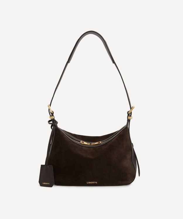 LIBERTY. アイフィス コンプトン スエード ショルダー バッグ ブラウン