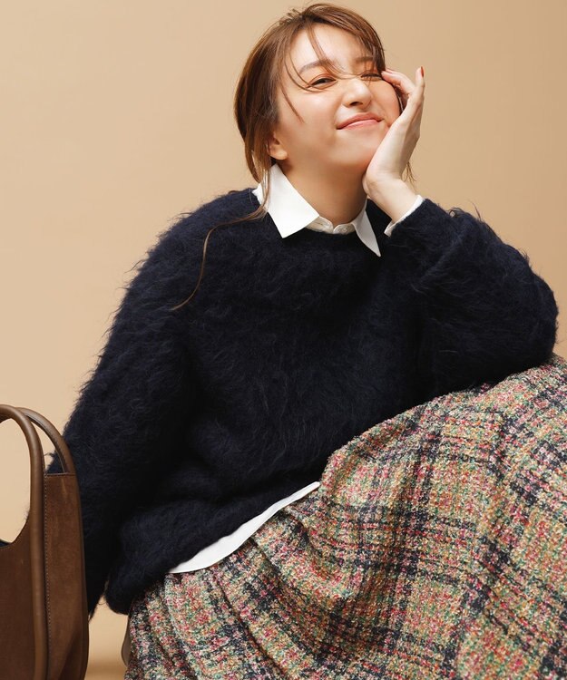 組曲 ギミックチェックツイードスカート イエローミックス系5