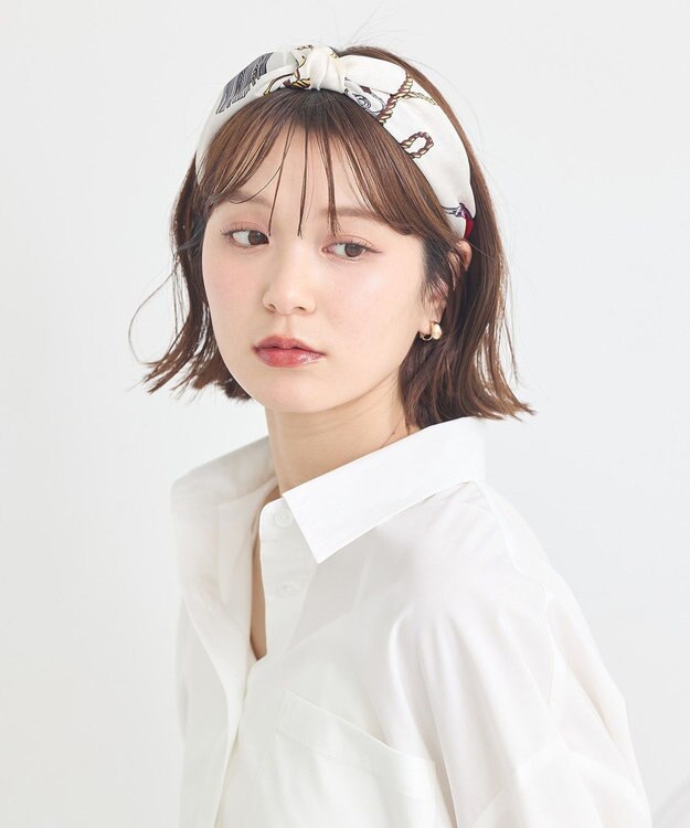 earth music&ecology スカーフ柄カチューシャ Brown