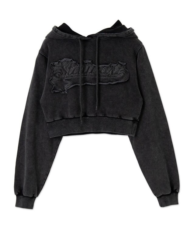 WEGO ロゴアシッドウォッシュパーカー スミクロ