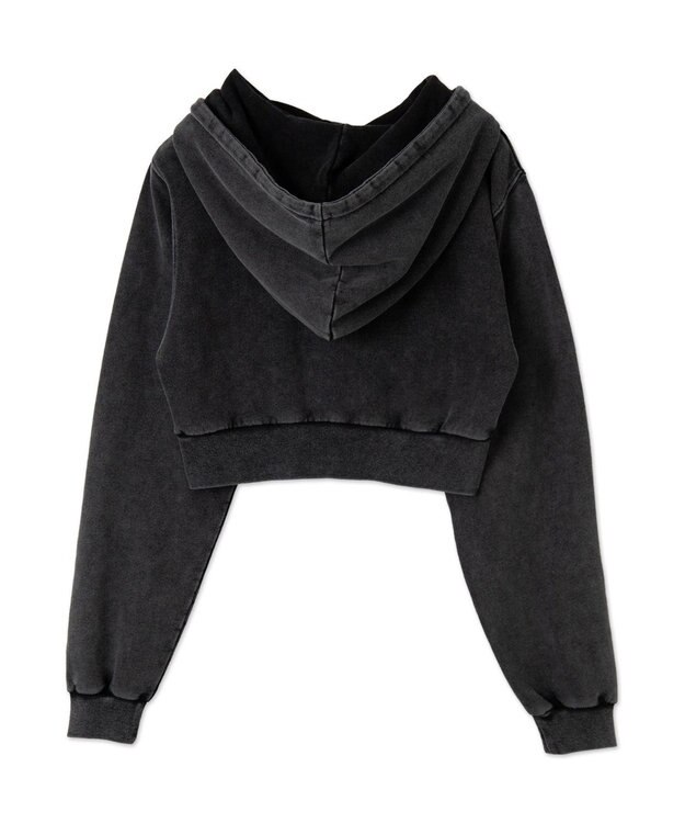 WEGO ロゴアシッドウォッシュパーカー スミクロ