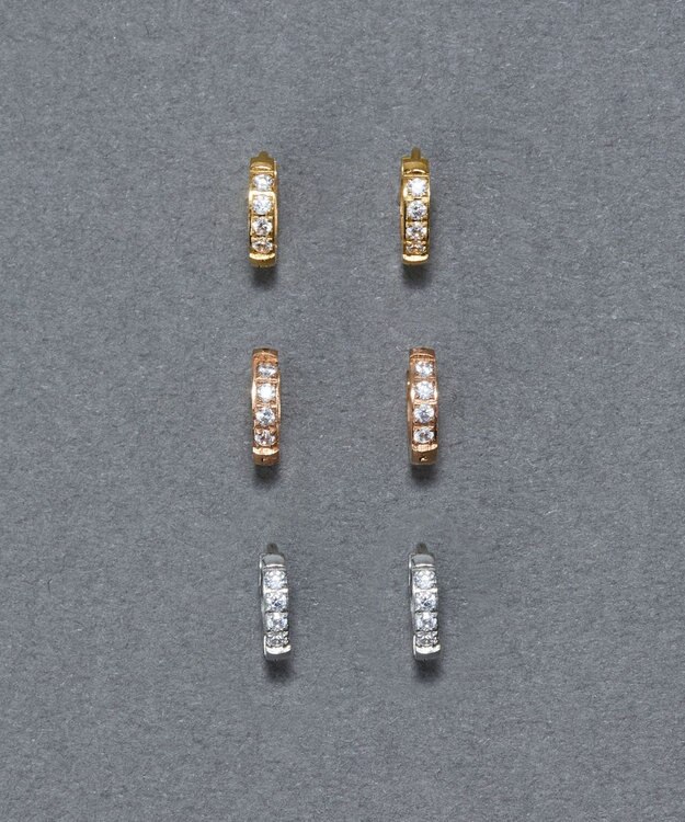 Phoebe 【金属アレルギー対応】ワンタッチビジューフープミニピアス　ローズゴールド/サージカルステンレス ローズゴールド