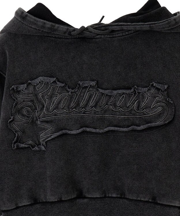 WEGO ロゴアシッドウォッシュパーカー スミクロ