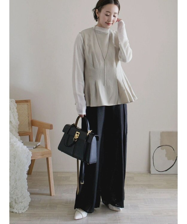 Green Parks AnriettMusee シアータックワイドパンツ Black