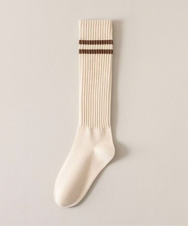 WEGO ラインリブハイソックス オフホワイト