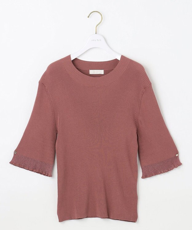 ANY SIS 【洗える】シアーディテール ニット スモーキーピンク