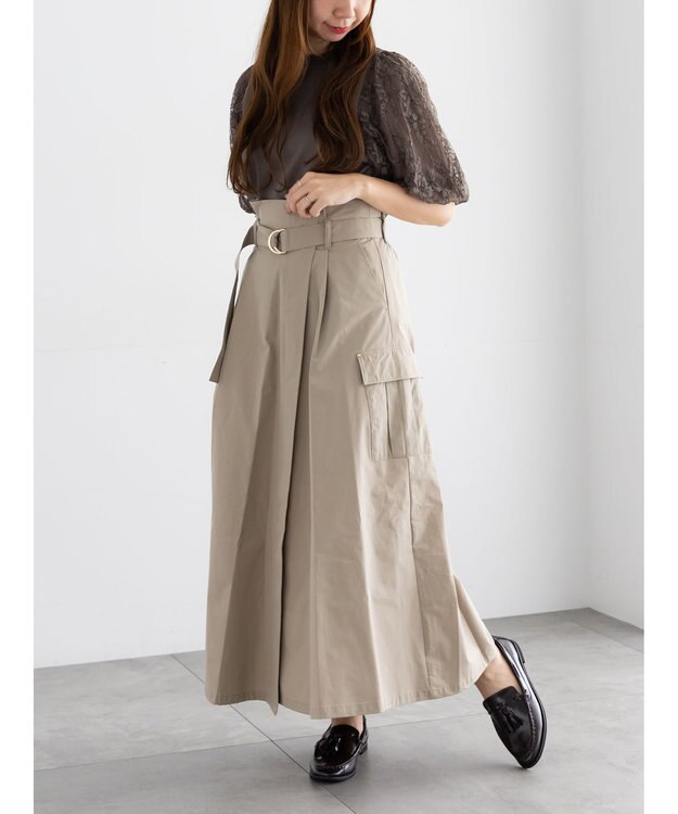 Te chichi カーゴフレアスカート ベージュ