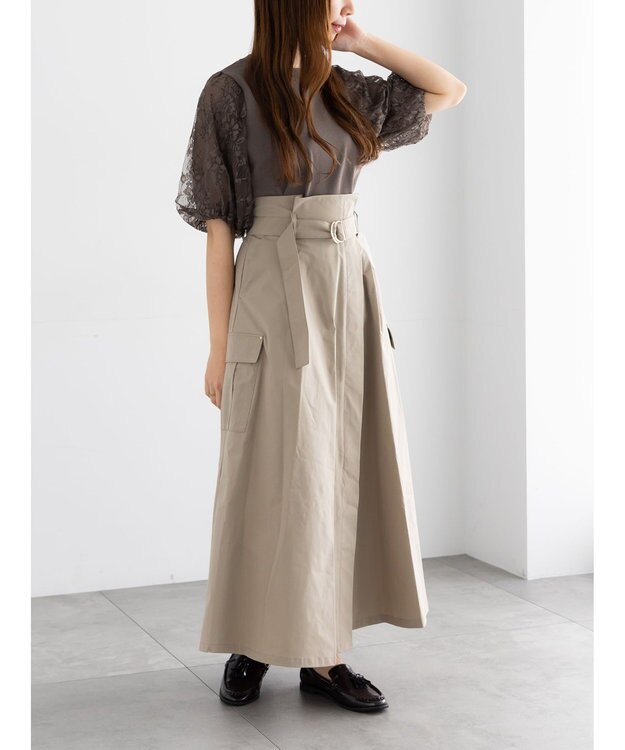 Te chichi カーゴフレアスカート ベージュ