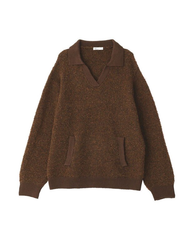 CRAFT STANDARD BOUTIQUE 配色Vネックニットプルオーバー Charcoal Gray