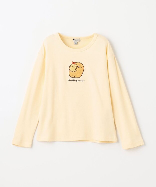 ANY KIDS 【すみっコぐらし】サガラ刺繍 長袖 Tシャツ クリーム×とんかつ