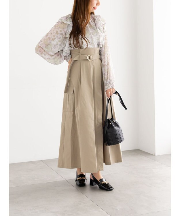 Te chichi カーゴフレアスカート ベージュ