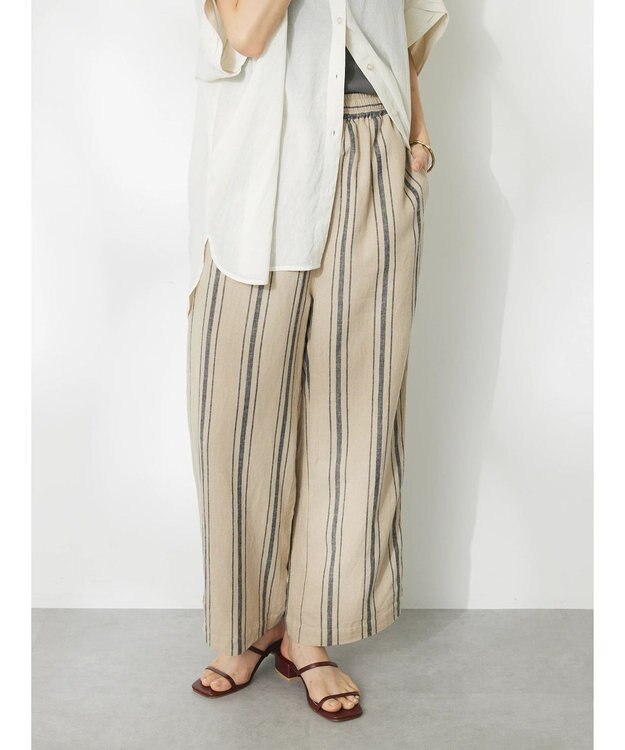 CRAFT STANDARD BOUTIQUE リネンレーヨンストライプイージーパンツ Stripe Beige