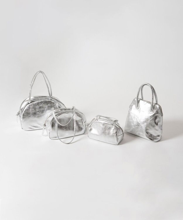 FOLNA RD ホイルレザーブガッティボストンバッグ シルバー