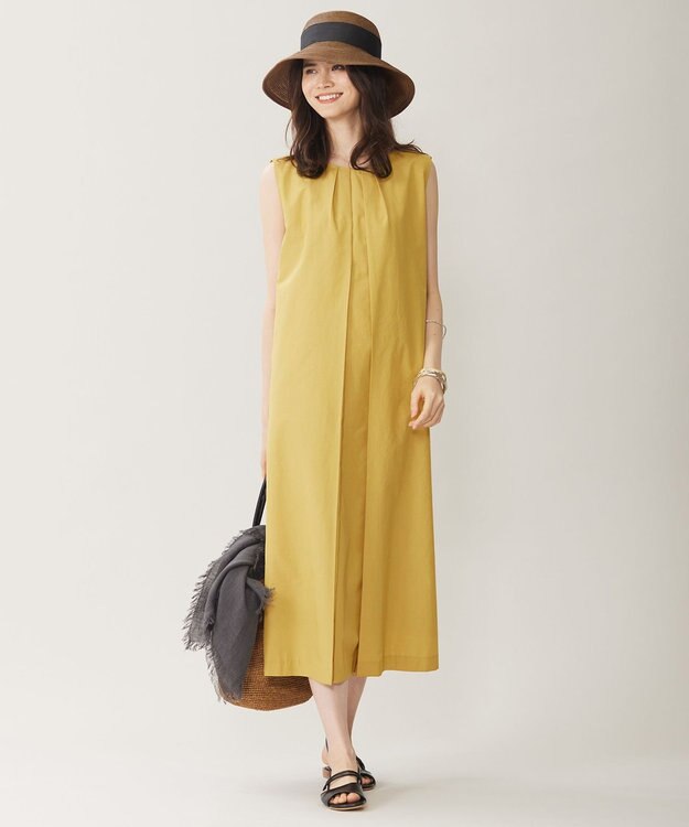 自由区 S 【WEB限定カラーあり・洗える】タッサーポプリンノースリーブ ワンピース ピスタチオ