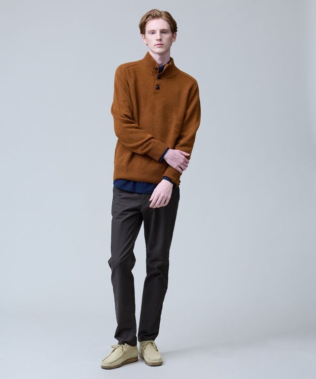 J.PRESS MEN 【カシミア100%使用】カシミヤリブモックネック ニット ブラウン系