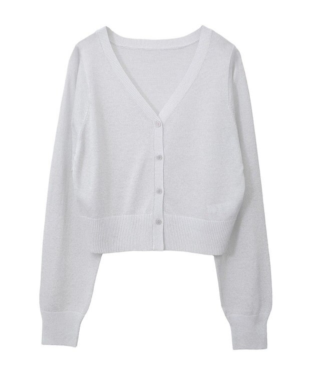 earth music&ecology シアーラメＶネックカーディガン Light Gray